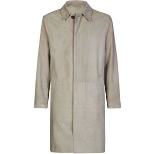Eleventy, Heren, Mantels, Beige, Maat: S Suède,