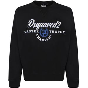 Dsquared2, Heren, Sweatshirts & Hoodies, Zwart, Maat: S Katoen,
