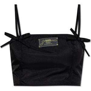Ganni, Dames, Tops, Zwart, Maat: S Nylon,