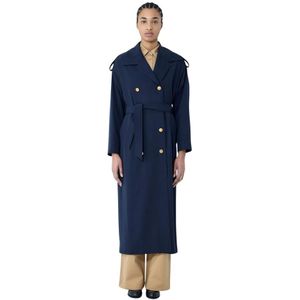 Max Mara, Dames, Mantels, Blauw, Maat: 3XS Wol,