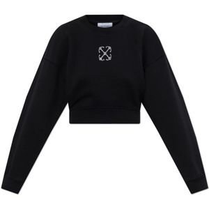 Off White, Dames, Sweatshirts & Hoodies, Zwart, Maat: 2XS Katoen,