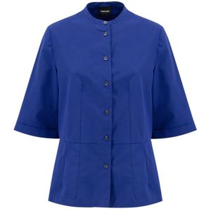 Aspesi - Bluette Mandarin Kraag Blouse - Blauw - Dames