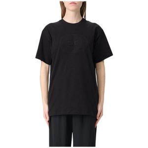 Elisabetta Franchi, Dames, Tops, Zwart, Maat: XS Katoen,