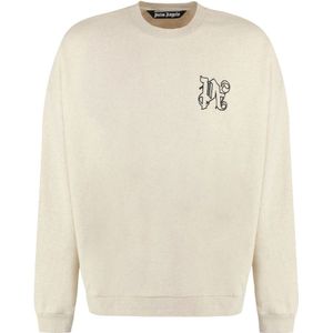 Palm Angels, Heren, Sweatshirts & Hoodies, Beige, Maat: L Katoen,