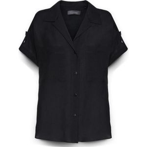 Elena Mirò, Dames, Blouses & Shirts, Zwart, Maat: M Linnen,