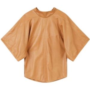 Isabel Marant, Dames, Tops, Bruin, Maat: S Leer,