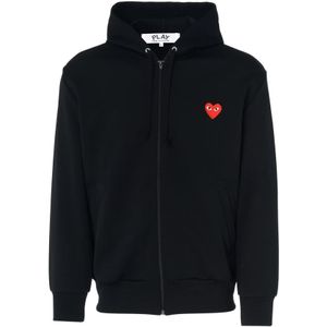 Comme des Garçons Play, Heren, Sweatshirts & Hoodies, Zwart, Maat: L Poliester,