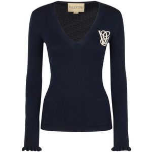 Valentino, Dames, Tops, Zwart, Maat: M Wol,