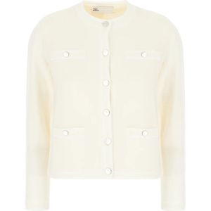 Tory Burch, Dames, Truien, Beige, Maat: XS Zijde,