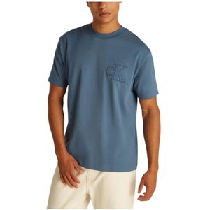 Calvin Klein Jeans, Heren, Tops, Blauw, Maat: XL Katoen,