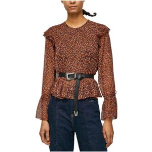 Pepe Jeans, Dames, Blouses & Shirts, Oranje, Maat: S