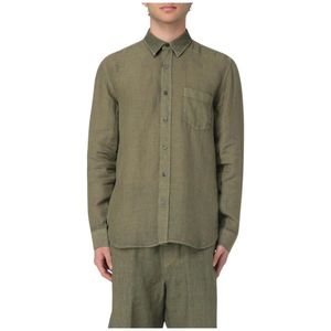 120% Lino, Heren, Overhemden, Groen, Maat: XL Linnen,