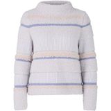 Marc Cain - Pullover - Paars - StreepKabelpatroon - Halslijn Opstaande Kraag