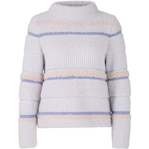 Marc Cain - Pullover - Paars - StreepKabelpatroon - Halslijn Opstaande Kraag