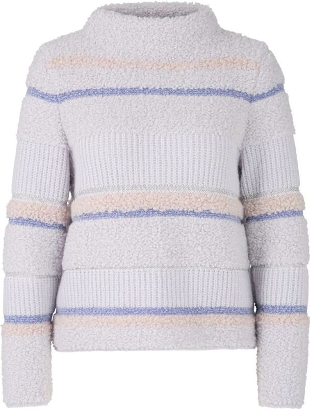 Marc Cain - Pullover - Paars - StreepKabelpatroon - Halslijn Opstaande Kraag