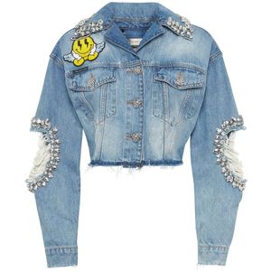 Philipp Plein, Dames, Jassen, Blauw, Maat: XS Denim,