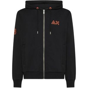 Sun68, Heren, Sweatshirts & Hoodies, Zwart, Maat: S Katoen,