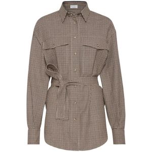 Brunello Cucinelli, Dames, Blouses & Shirts, Bruin, Maat: XS Wol,