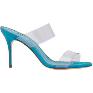Manolo Blahnik, Dames, Schoenen, Blauw, Maat: 39 1/2 EU Suède,