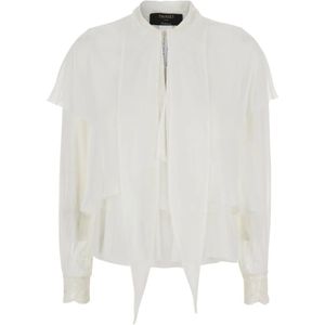 Twinset - Blouse - Wit - Viscose Georgette Crêpe - Inclusief Afneembare Top