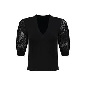 Nikkie Astoria Top, Korte Mouwen , Black , Dames , Maat: M