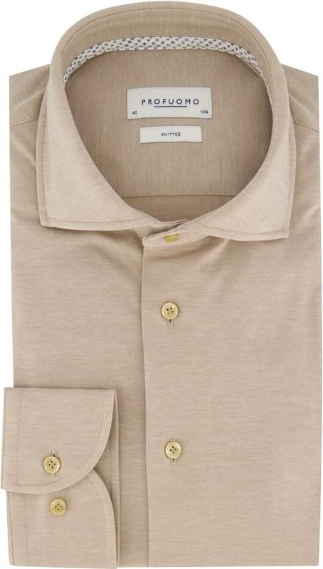 Profuomo Slim Fit Strijkvrij Overhemd Beige