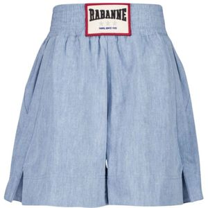 Rabanne, Dames, Korte broeken, Blauw, Maat: 2XS Denim,
