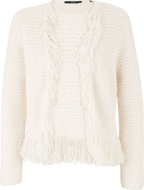 zero - Gebreid Vest - Crème - Effen - Lange Mouw