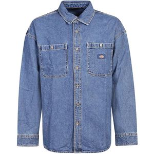 Dickies, Heren, Overhemden, Blauw, Maat: M Denim,