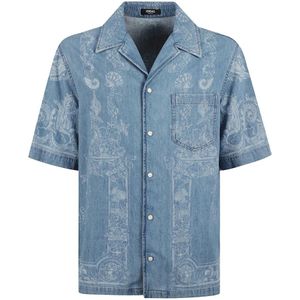 Versace, Heren, Overhemden, Blauw, Maat: L Denim,