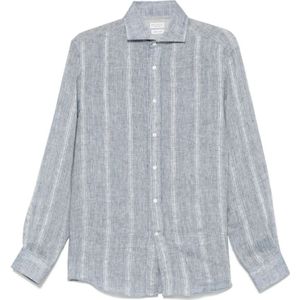 Brunello Cucinelli, Heren, Overhemden, Blauw, Maat: L