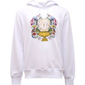 Versace, Heren, Sweatshirts & Hoodies, Wit, Maat: XL Fleece,