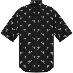 Balenciaga, Heren, Overhemden, Zwart, Maat: L Katoen,