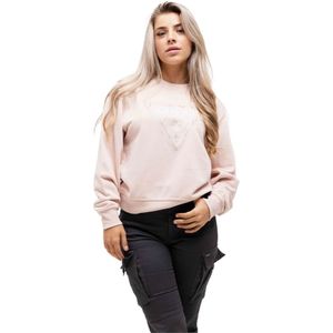 Guess, Dames, Sweatshirts & Hoodies, Roze, Maat: M Katoen,