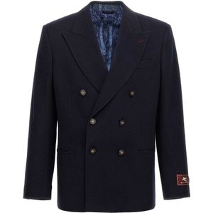 Etro, Heren, Jassen, Blauw, Maat: L Kasjmier,