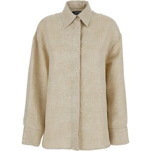 Jacquemus, Dames, Blouses & Shirts, Beige, Maat: S Linnen,