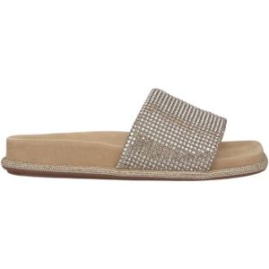 Alma EN Pena - Platte Sandaal - Beige - Leer - Strass Strap