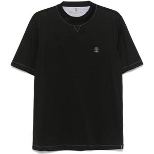 Brunello Cucinelli, Heren, Tops, Zwart, Maat: S Katoen,