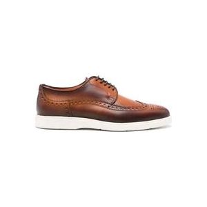 Santoni Blauwe Kalfsleren Oxford Schoenen , Brown , Heren , Maat: 43 EU