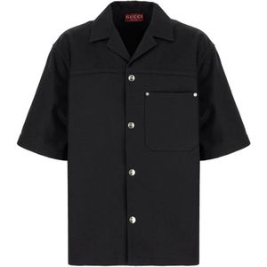 Gucci, Heren, Overhemden, Zwart, Maat: L Katoen,