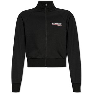 Balenciaga, Dames, Sweatshirts & Hoodies, Zwart, Maat: 2XL Katoen,