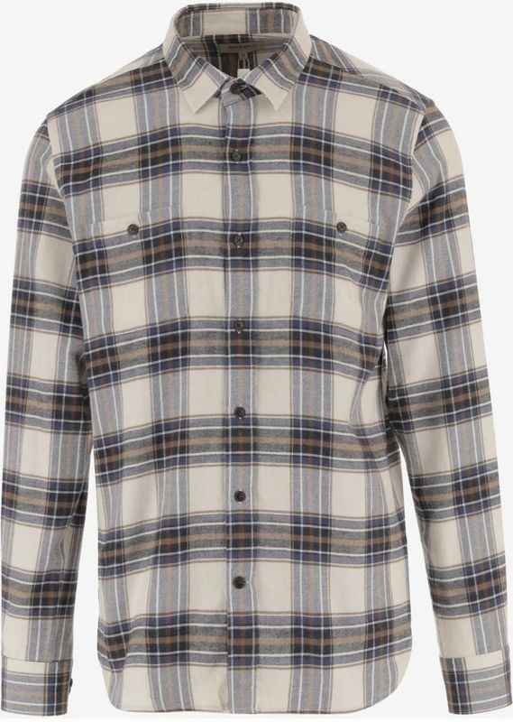 Woolrich - CFWOSI2001MRUT5058 - Geruit Flanellen Overhemd - Gebroken Wit - Katoen - Lange Mouwen