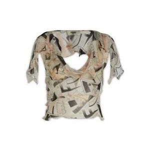 Fendi Stijlvolle Dames T-Hemden , Beige , Dames , Maat: 2XS