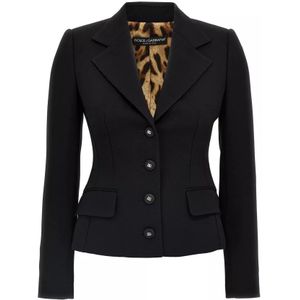 Dolce & Gabbana, Dames, Jassen, Zwart, Maat: S Wol,
