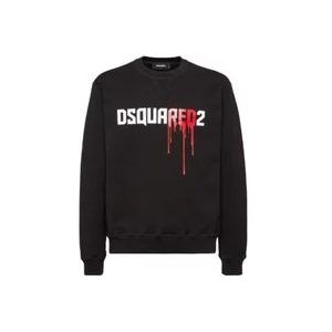 Dsquared2 Logo Print Sweatshirt , Black , Heren , Maat: L