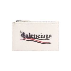 Balenciaga Beige Leren Portemonnee met Logoprint , Beige , Heren , Maat: ONE Size