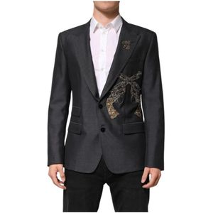 Dolce & Gabbana, Heren, Jassen, Grijs, Maat: XL Wol,