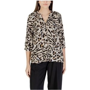 Ichi, Dames, Blouses & Shirts, Beige, Maat: 2XL Viscose,