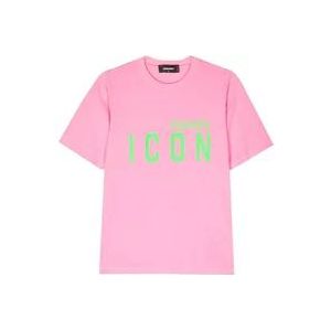 Dsquared2 Katoenen Jersey T-Shirt , Pink , Dames , Maat: M