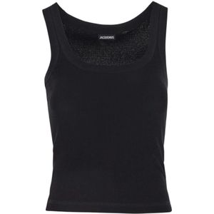 Jacquemus, Dames, Tops, Zwart, Maat: L Katoen,
